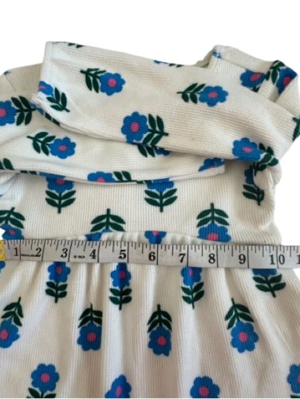 NWOT Old Navy Girl' 2T White with Blue Floral Print Long Sleeves Pull Over Dress
